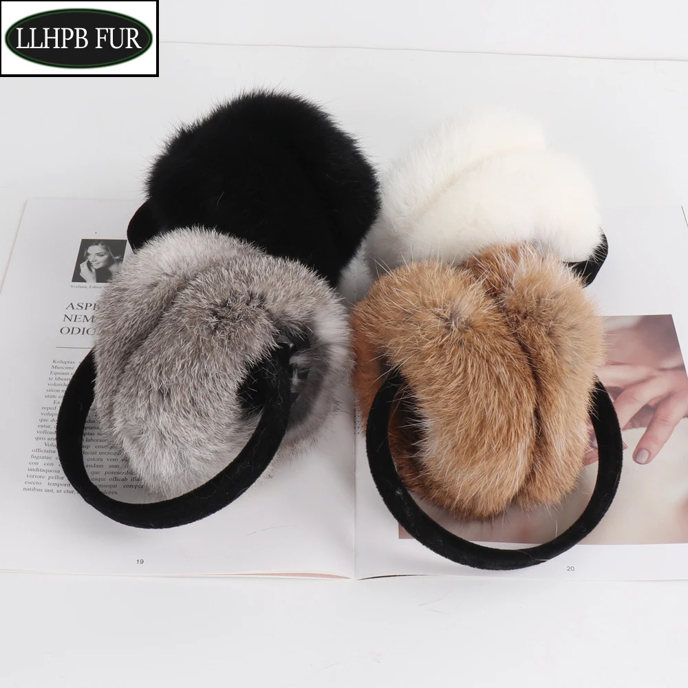 2025 Fashion Girls Outdoor 100 Natural Rabbit Fur Earflaps Women Winter Warm Fluffy Real Rabbit Fur Earmuffs Female Gifts 251029