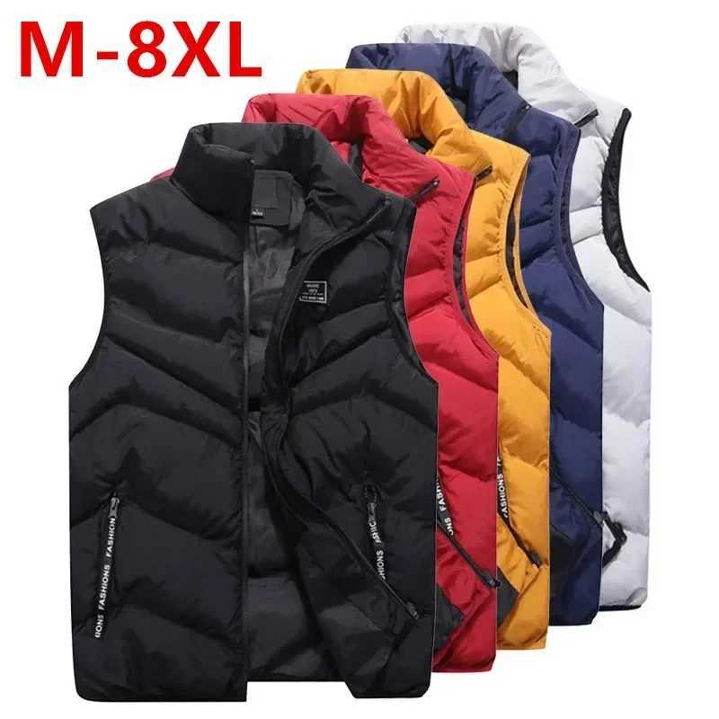 8XL 7XL Plus size vest men Brand Men Jacket Sleeveless Vests Winter Jackets man Casual Coats Mens Vest Cotton Thicken Waistcoat W251029