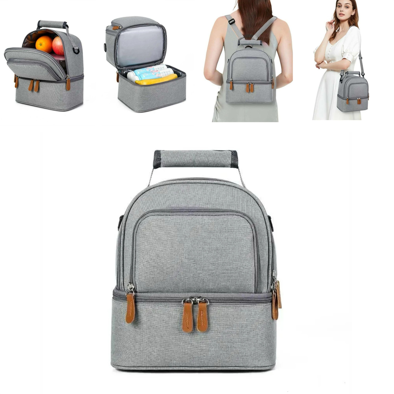 Large Capacity Picnic School Food Lunch Bag Insulated Backpack Lunch Box Bags Fresh Cooler Breast Milk Freshkeeping Handbag 251029