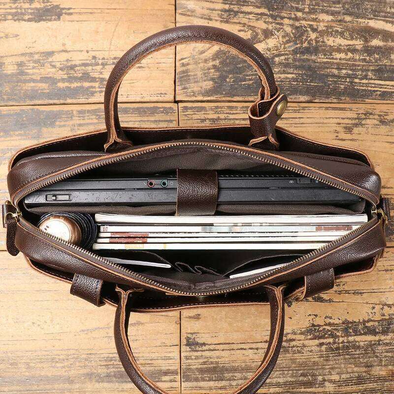 Designer Bags Hot Men's Briefcase Exquisite High-End Feel Top Layer Cowhide Handbag Genuine Leather Trade Single Shoulder Crossbody Bag Hot Selli