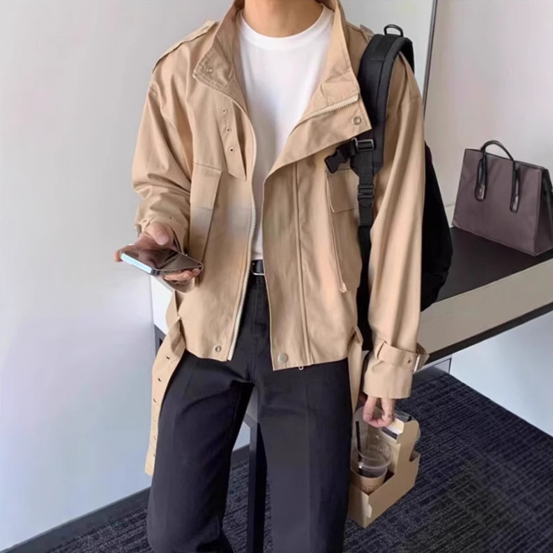 Light Mature Style Short Jacket For Designer Jacket Men Spring New Korean Version Loose Ins Trend Stand Collar Workwear Jacket