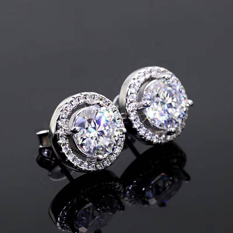 Delicate Sliver Earrings 05ct1 Carat 2 Carat Fashion Moissanite Jewelry Diamond Earrings VVS White D Moissanite Earrings