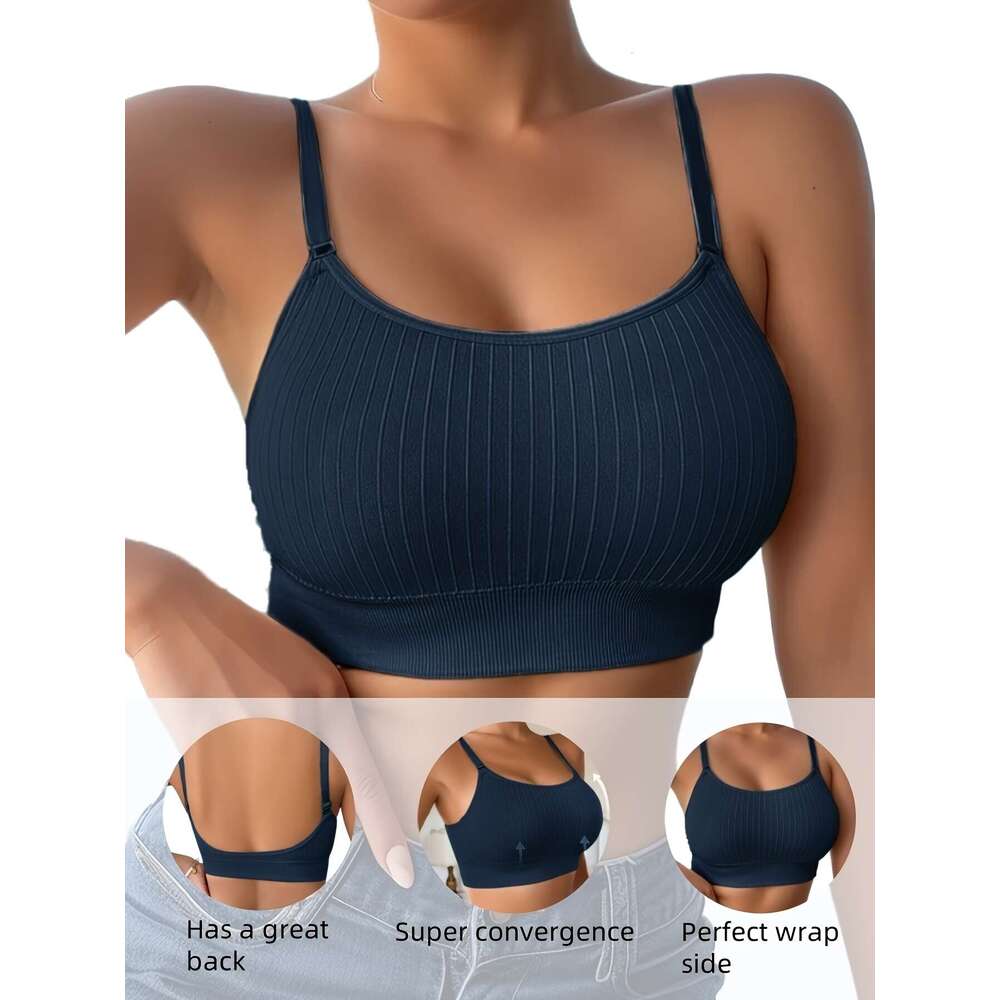 6pcs Women's with Adjustable Straps & Removable Padded Cups Non-Padded Black, White, Grey, Navy, Brown, Purple Seamless Design, Options, Comfort 