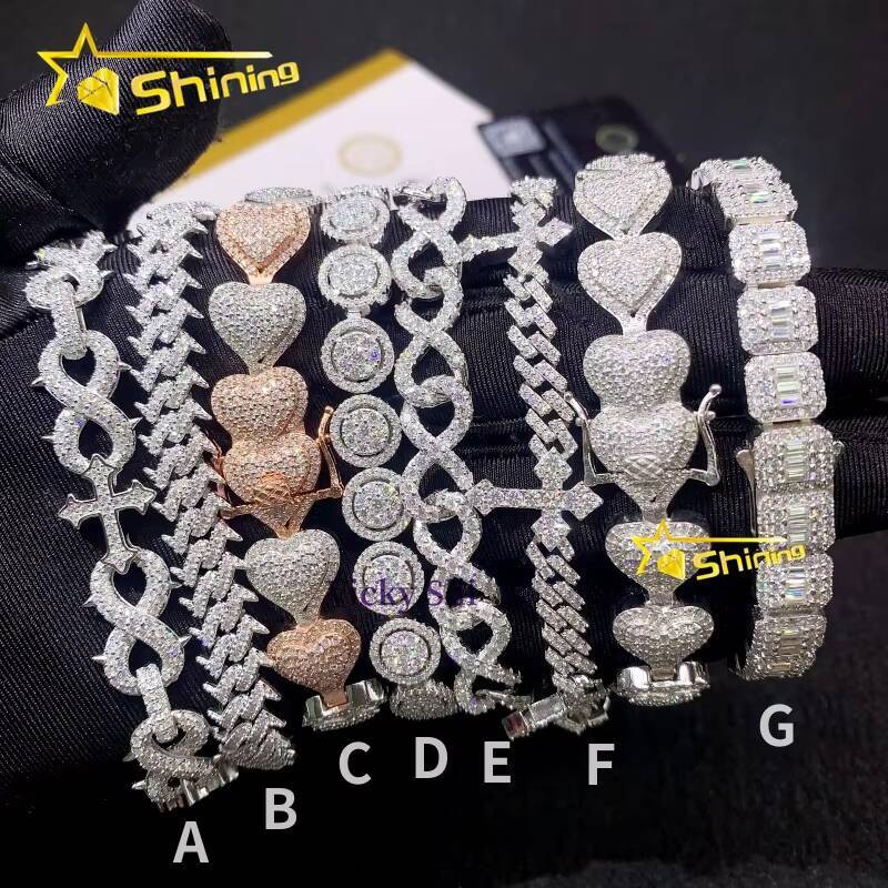 Hip Hop VVS Moissanite Cuban Bracelet Collection Fine Jewelry 925 Silver Women Men s Luxury Bracelet Daily Wear
