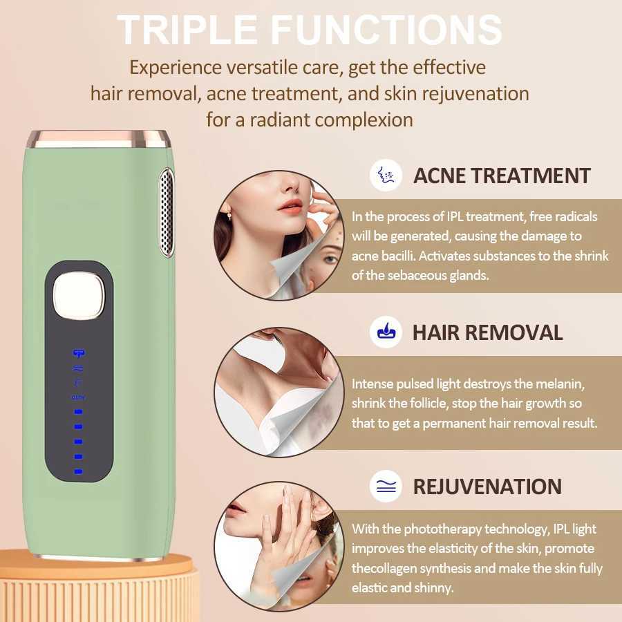 3in1 Laser Epilator 999999 Flash Rejuvenation Acne Reduce Auto Flash Painless Permanent At Home IPL Hair Removal for Women Men J251117