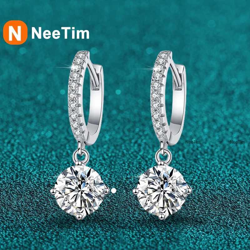 NeeTim 05ct 1ct S925 Sterling Silver Moissanite Drop Earrings Trendy Luxury Designer Earing for Women Gift With CertificateW251029