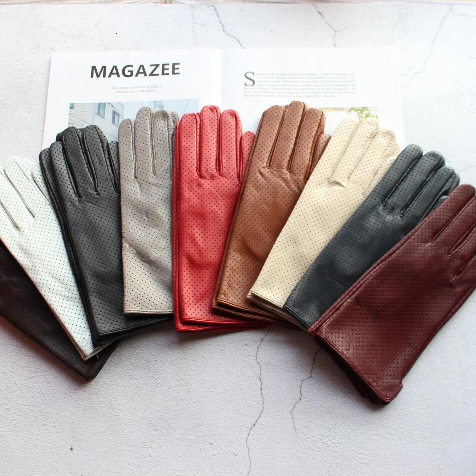 Summer Driving Womens Sheepskin Leather Gloves With Thin Silk Lining Sun Protection and Anti Slip Motorcycle Riding 251013