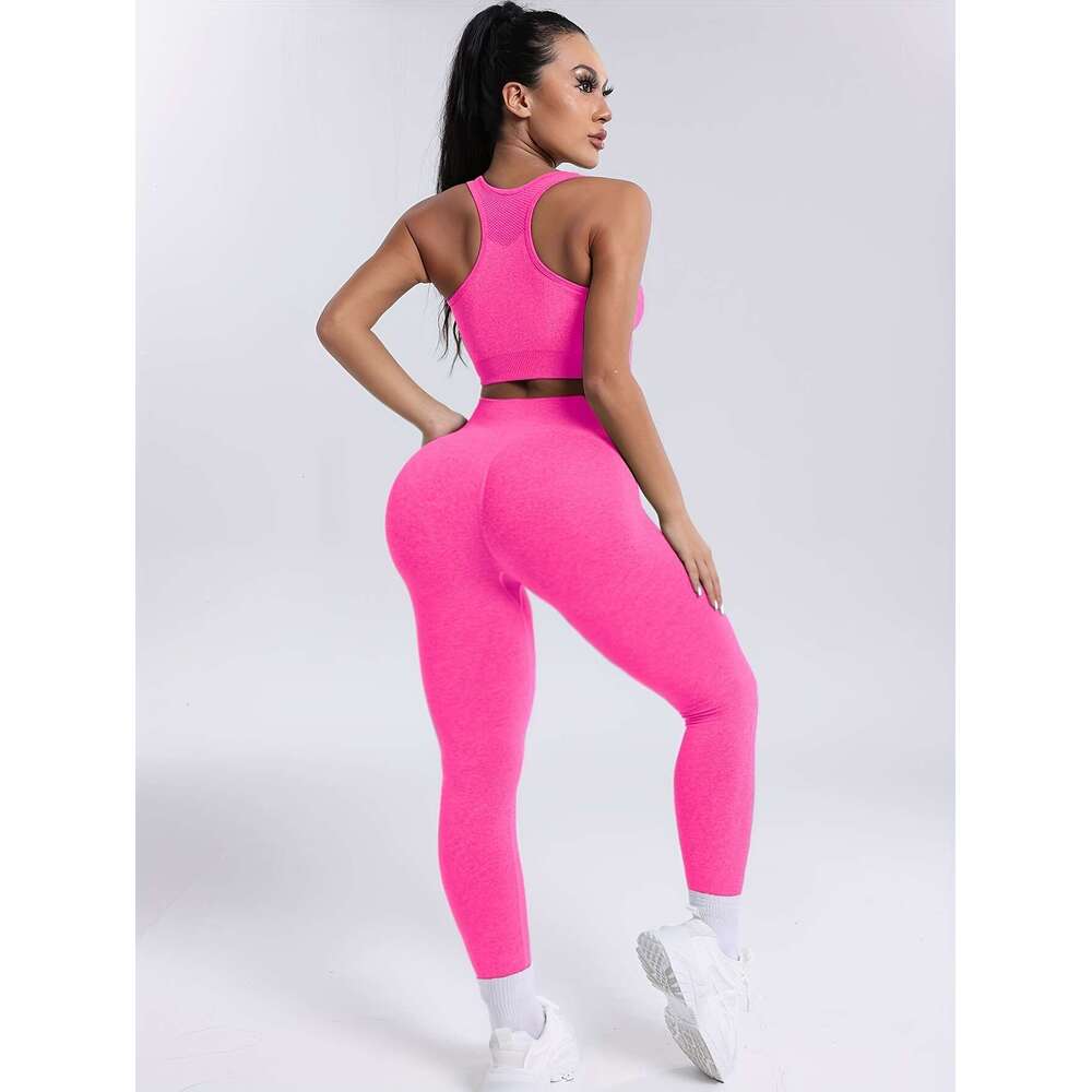 3-Pack Women'S Sports Yoga Gym Activewear Set, High Stretch Skinny Leggings with Bra, Polyamide 60%, Elastane 5%, Polyester 35%, Solid Color, All