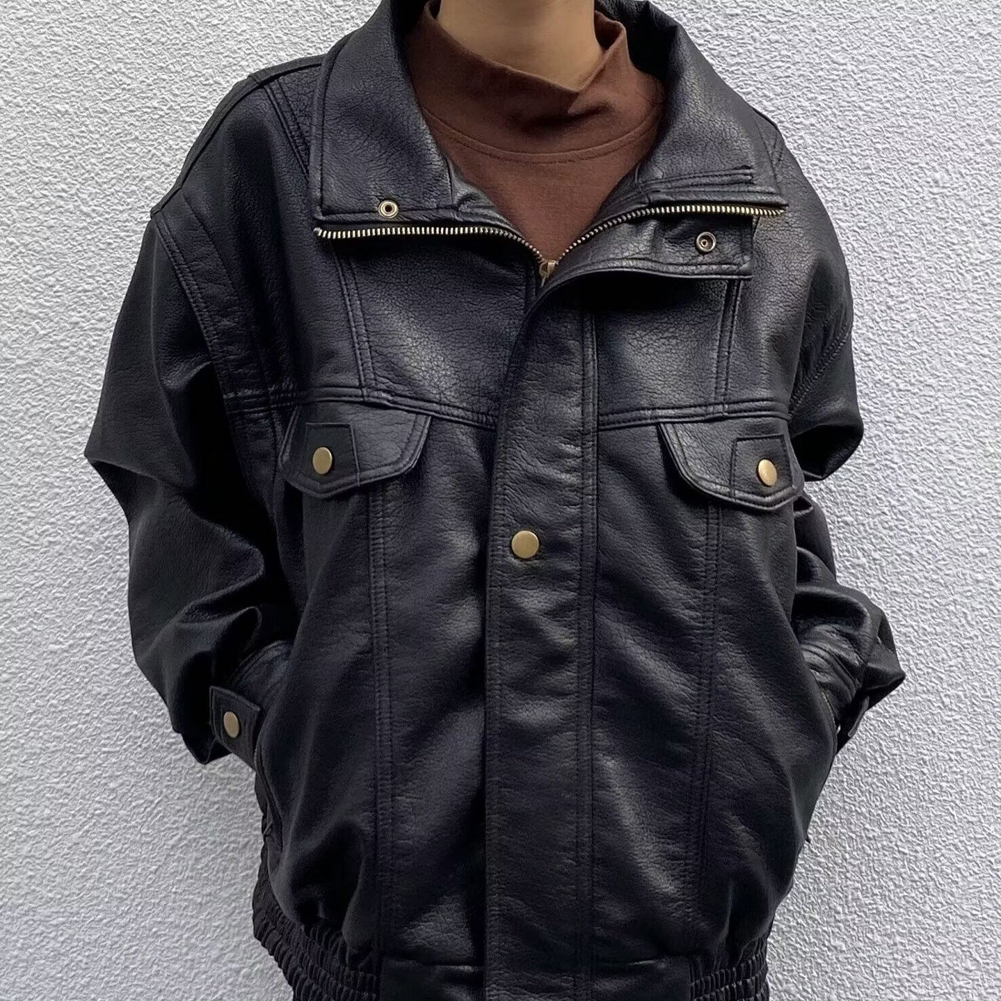 Motorcycle Soft Leather Jacket Men Designer Jacket American Style PU Leather Jacket Thickened Short Autumn Winter High-end Pilot Jacket