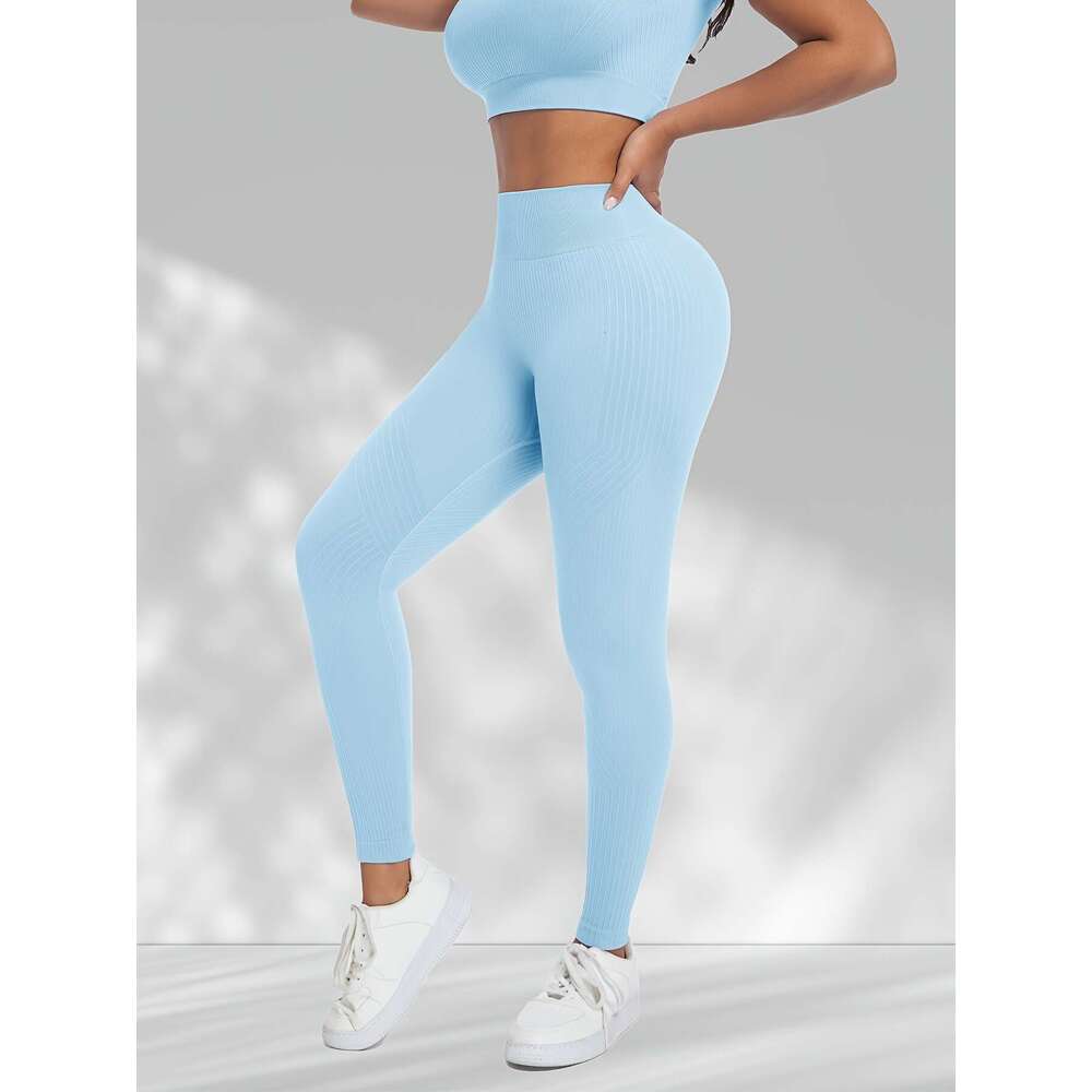 3 Sets Women's High-Waisted & Running Leggings Mid Neck Short Sleeve Workout Tops, Medium Stretch Solid Color Activewear For Gym, Training, Daily