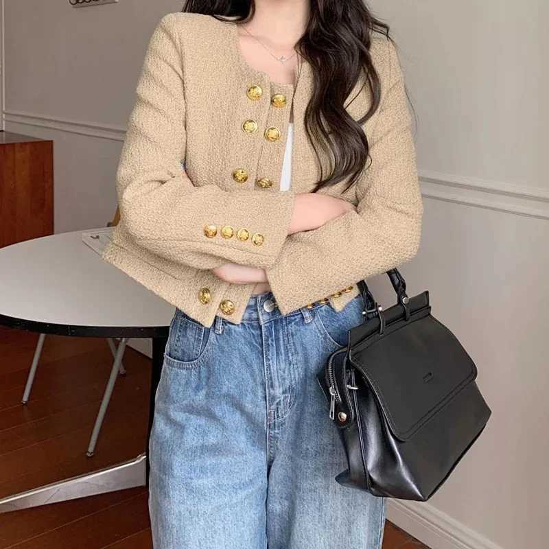 French temperament ladies short fragrance coat womens spring and autumn new loose Joker doublebreasted cardigan coat Y251105