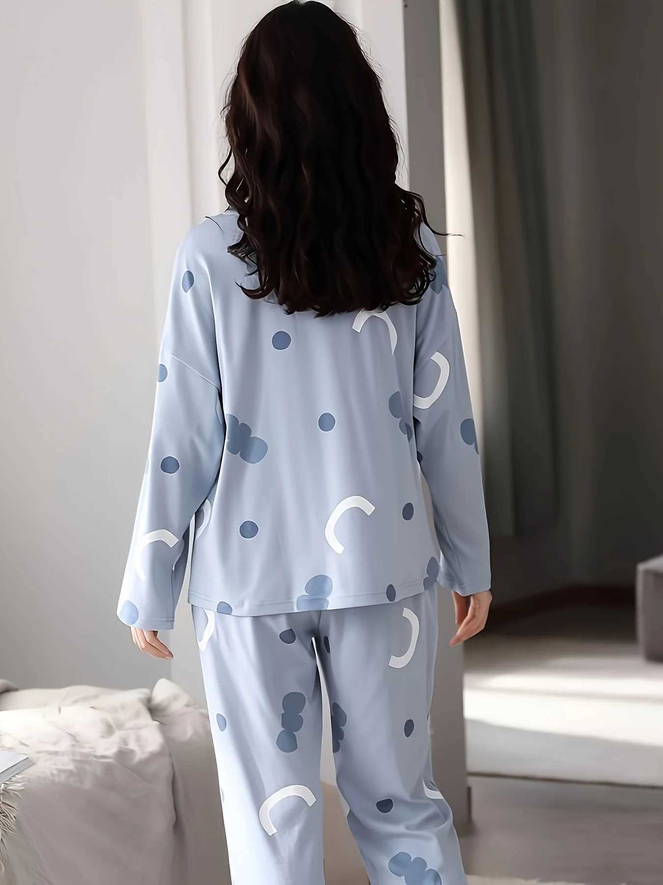 Womens LongSleeve AutumnWinter Pajama Set PlusSize and LooseFitting Suitable for Wearing OutsideT251029