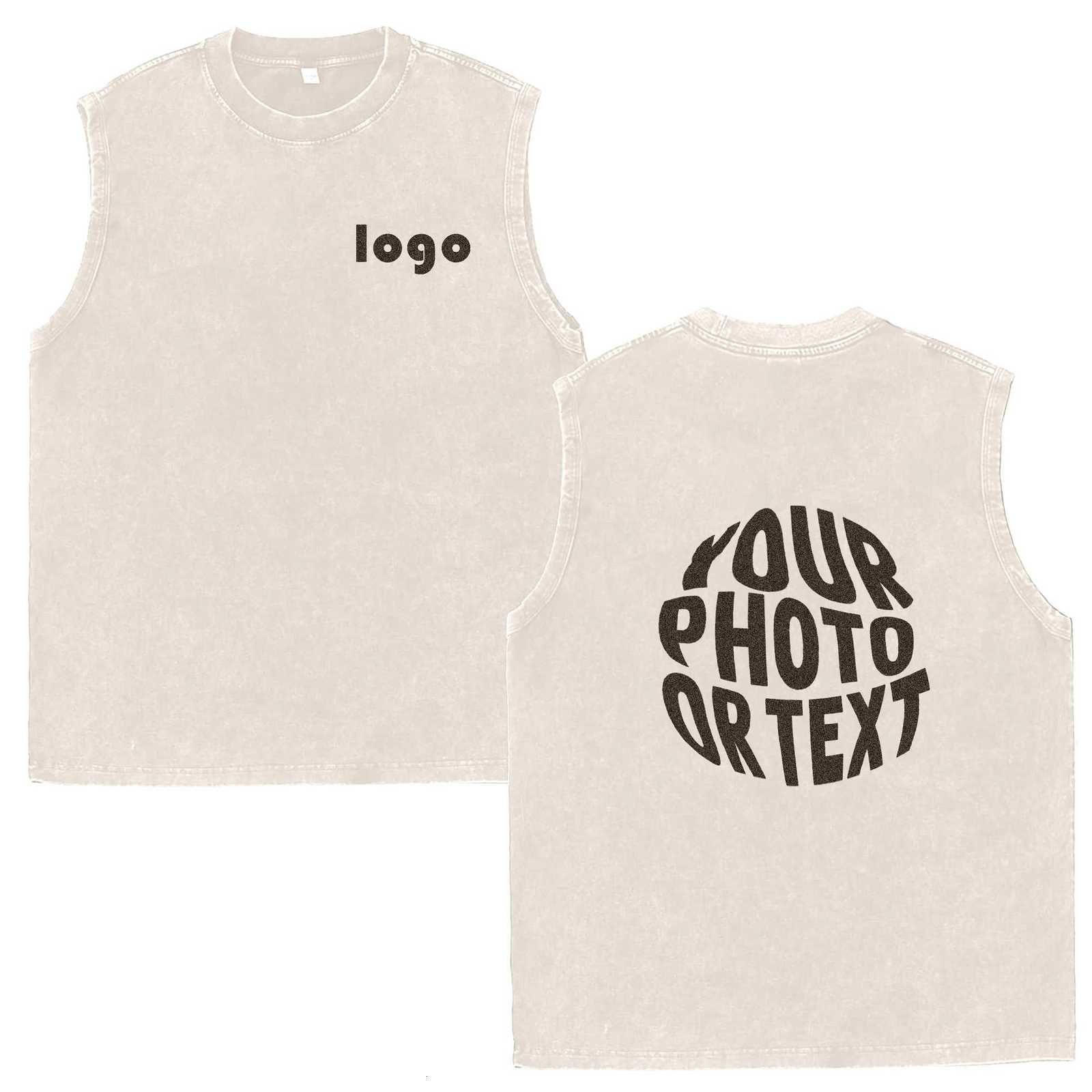Customized Vest Summer Mens Washed Cotton Tank Tops Muscle Gym Sleeveless Workout T Shirts Running Beach Loose Cutoff Tees W251029