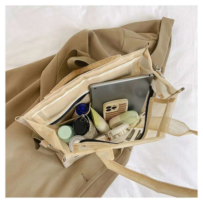 The Tote For Women 2025 Designer Handbag Square Hand Bag Beach Summer Transparent Shopping Shoulder Pink Bags Purses