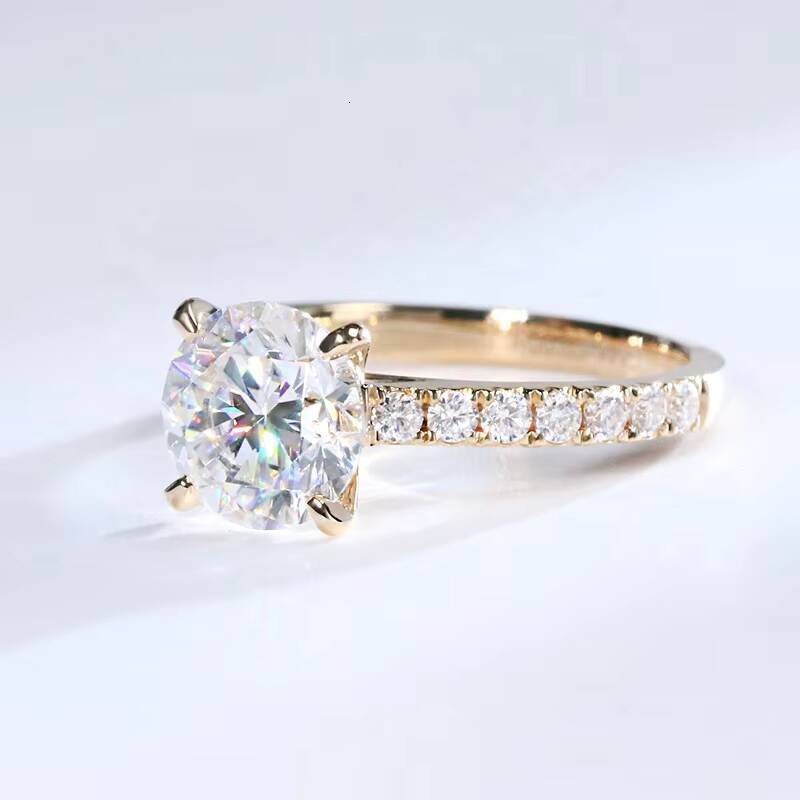 Solid Gold 9k 10k 14k 18k Moissanite Ring Round Cut 9mm 3CT Moissanite Wedding Engagement Ring for Women