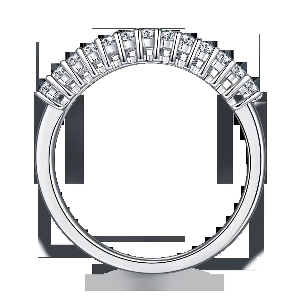 New Fashion Woman Moissnaite Diamond Ring 925 Serling Silver Half Circle Emerald Cut Moissanite Band Ring for Daily Use
