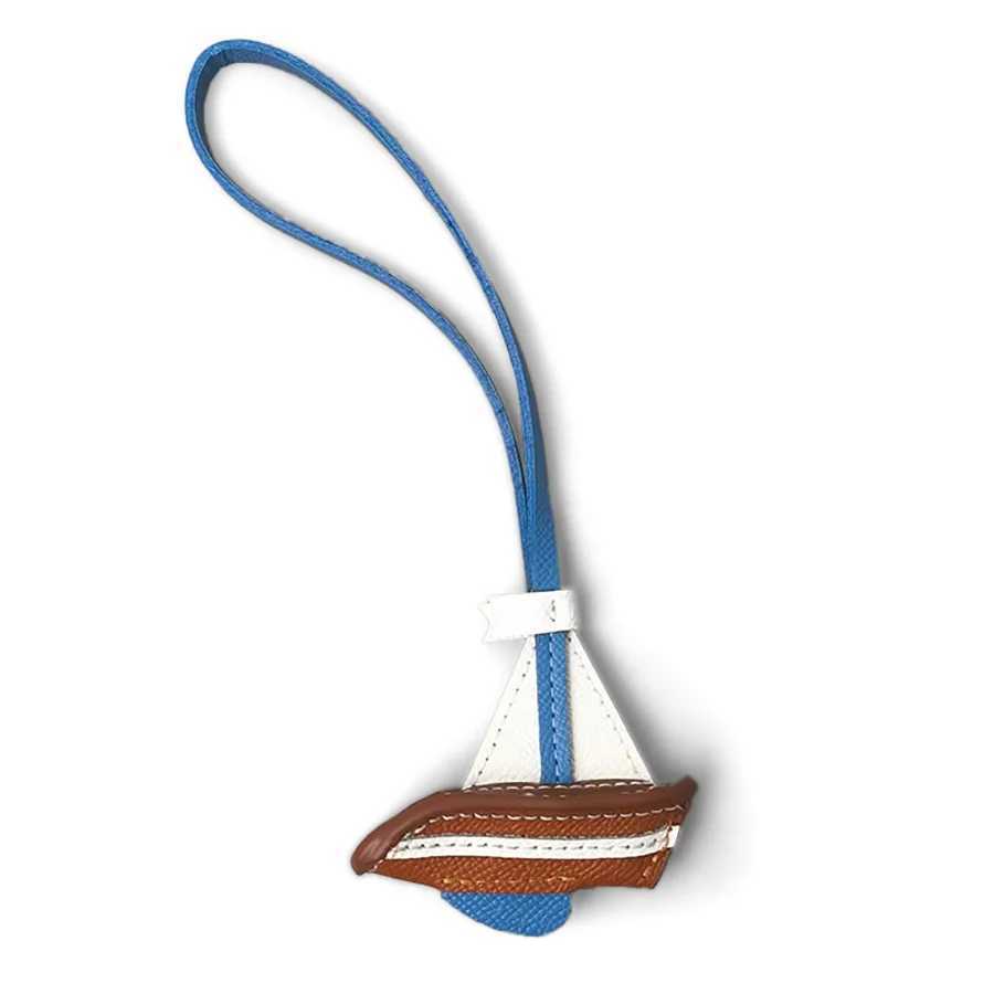 Newly Sailboat Bag Charm Pendant Smooth Sailing Handmade Genuine Cowhide Car Hanging High Quality Key Chain Bags AccessoriesW251029