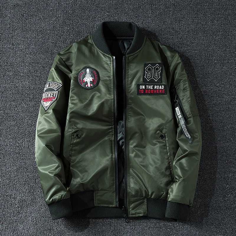 Coat Mens Air Force Pilot Jacket MA1 AutumnWinter Baseball Suit Trendy Brand Double Sided Thickened LargeT251029