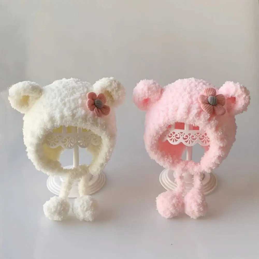 Cute Flower Plush Beanie Cap Thicken Warm Windproof Baby Knit Hat Autumn Winter Gift Warm Hat Ear Protection Hats251028