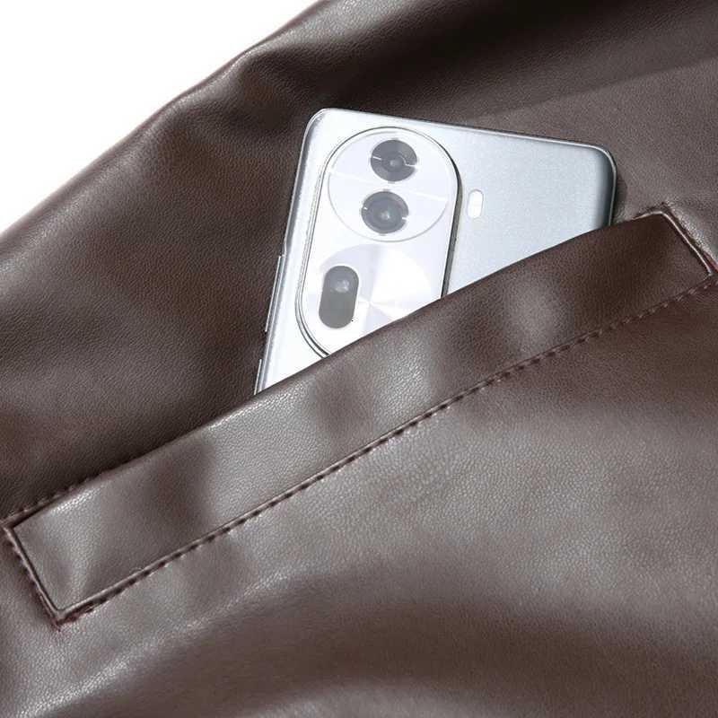 2025 mens autumn locomotive standup collar casual handsome PU leather jacketT251029