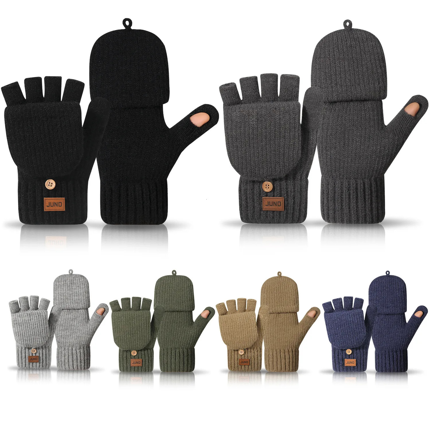 Thickened Knitted Half Finger Gloves Winter Thermal Fleece Lined for Typing Driving Outdoor Unisex Warm Touchscreen 251013