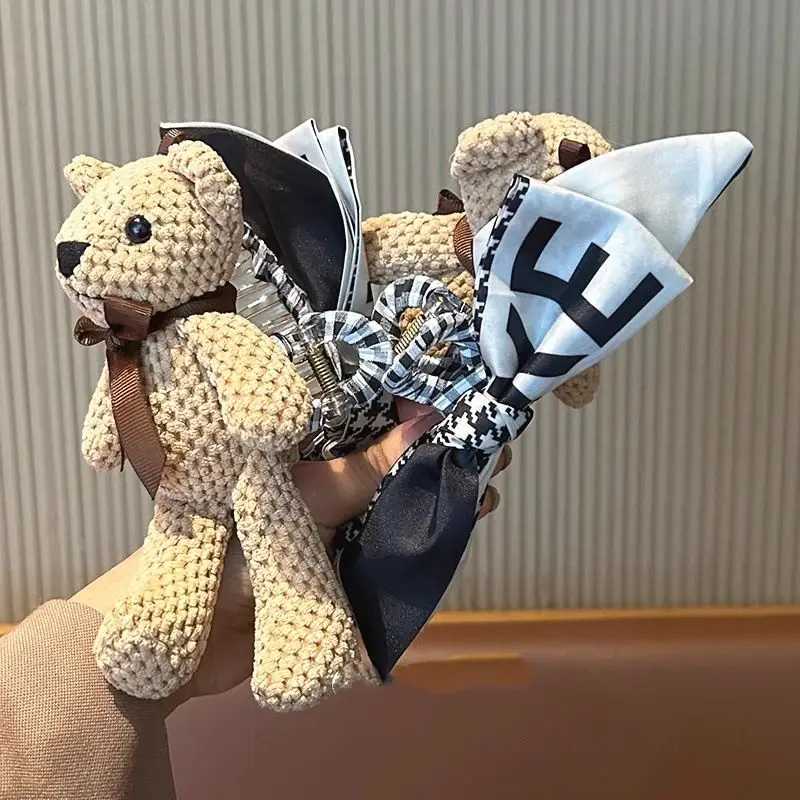 1pc Korean Cute Bear Hairpin Female AutumnWinter Back of Head Sweet Grip Shark Clip Large Bow Clip HeadpieceW251028