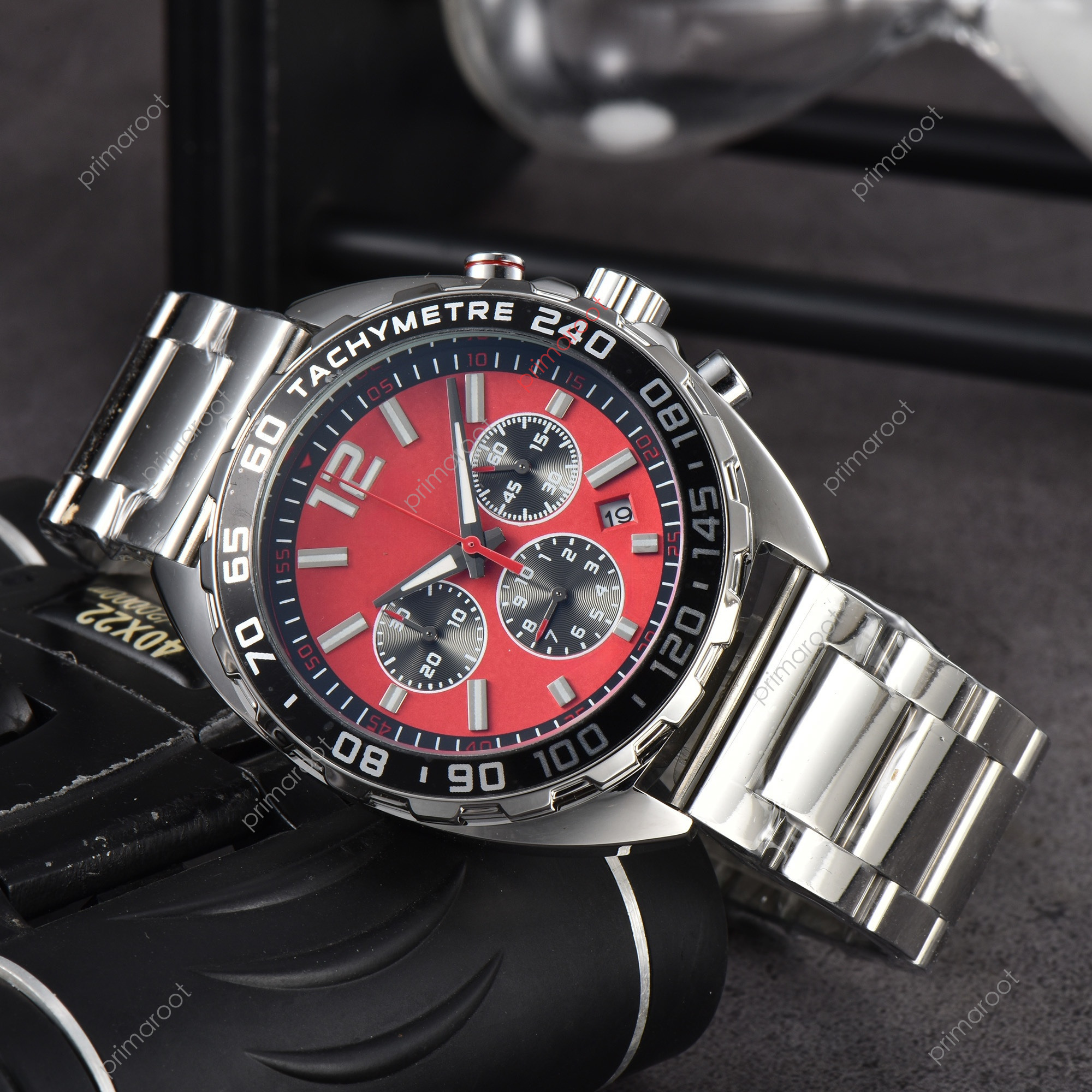 Tagly Heuerers Watch Designer Watch Fashion Large Dial Waterproof Chronograph Mens Brand High Quality Luxury For Man Stainless TOP F1 With Box Ornament 777