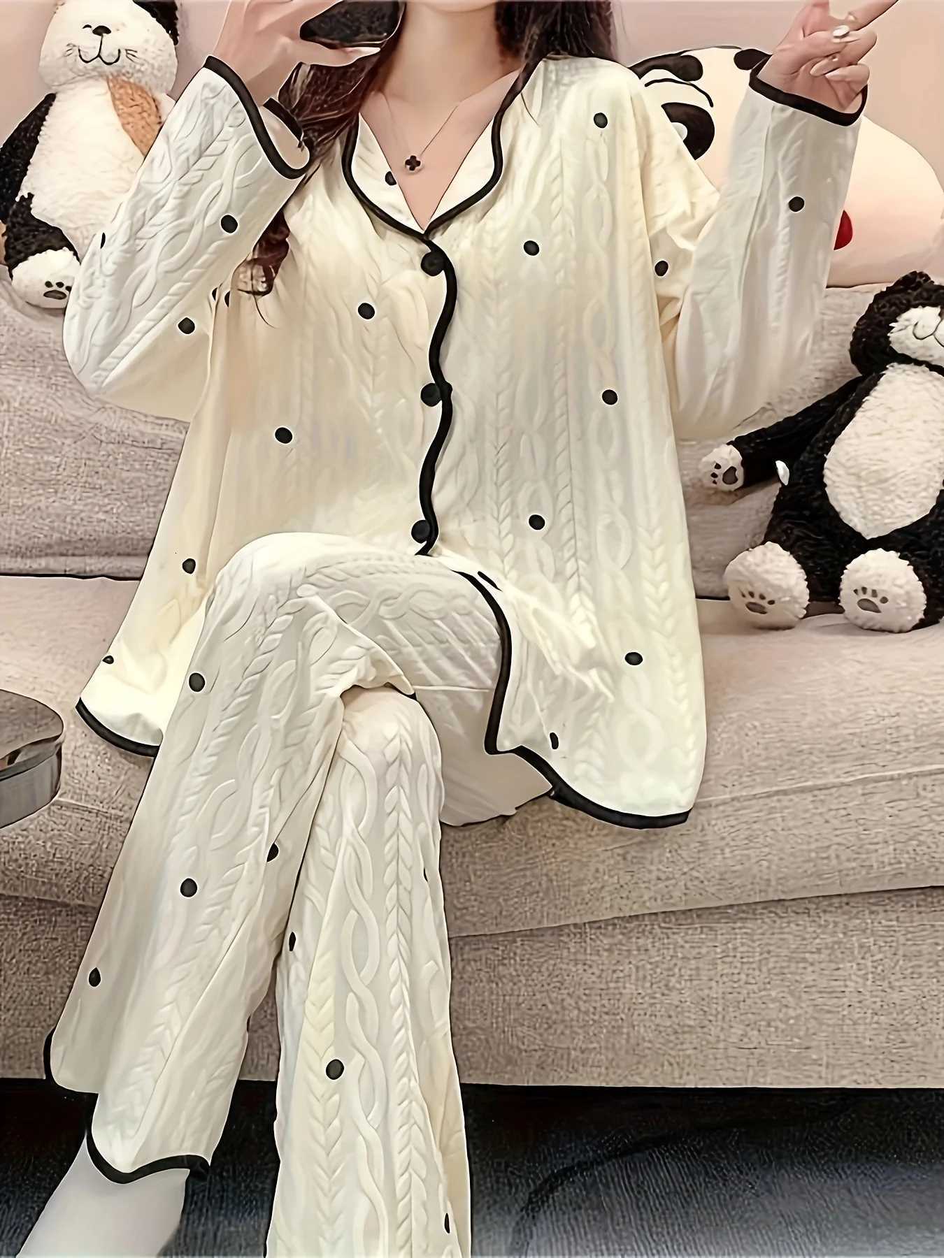 HighAesthetic Womens Pajama Set for Spring Autumn Long Sleeve Long Dress Premium Minimalist LazyStyle LoungewearT251029