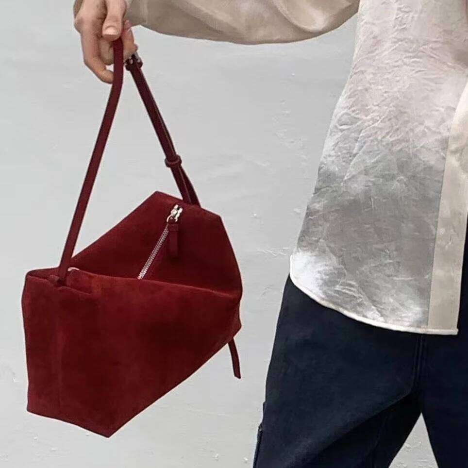 Suede Women's Shoulder New Niche Design Frosted Cowhide Vintage Commuting Simple Large Capacity Crossbody Bag Suotong1029