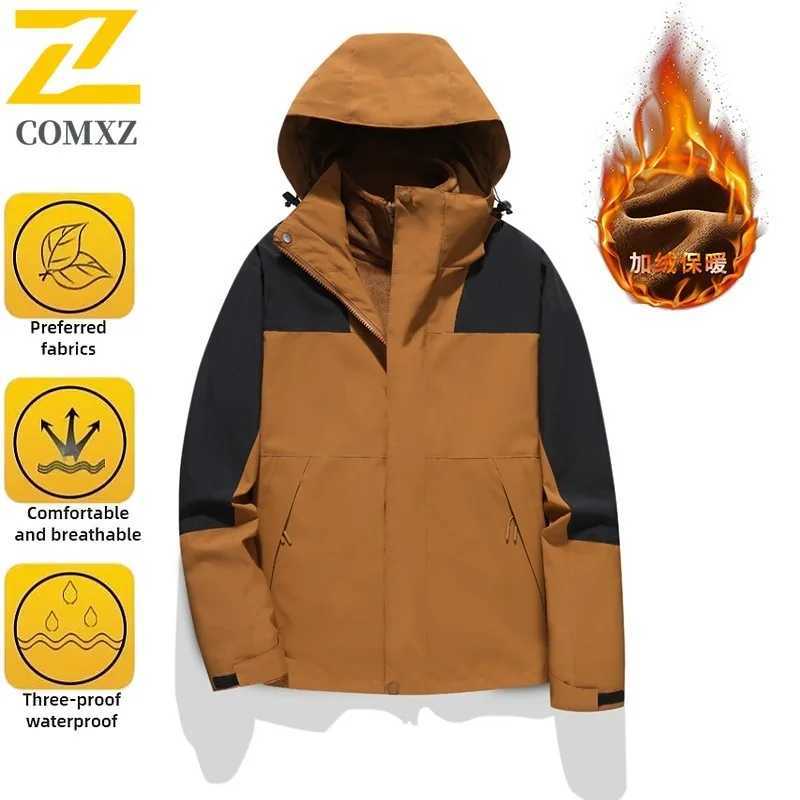 EiAO Jacket Unisex 2in1 Detachable Fleece Waterproof Windproof Outdoor Coat for Running Hiking Fishing Trendy Camping 2025 J251029