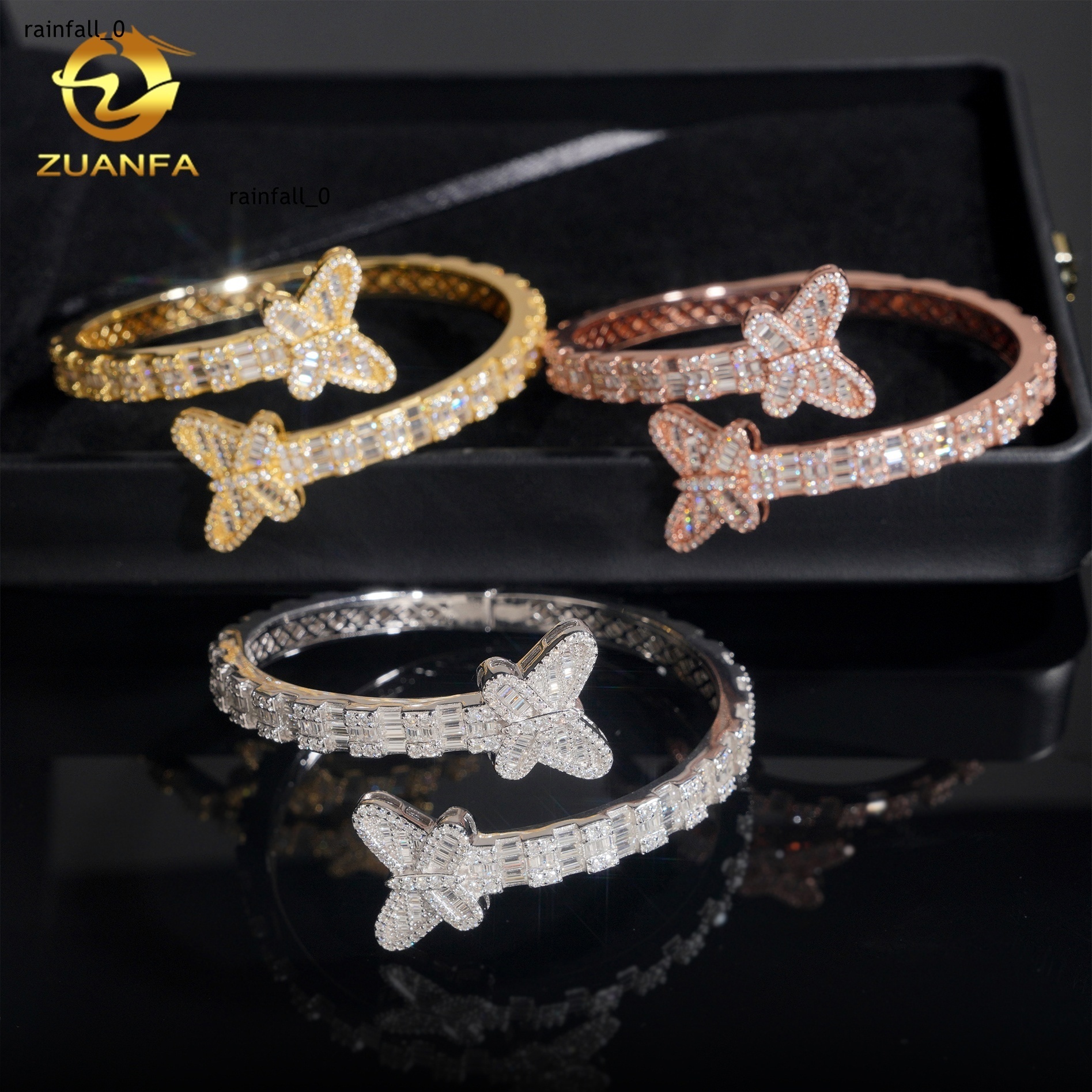 Iced Out Sterling Silver 925 Hip Hop Jewelry VVS Moissanite Diamond Bracelet Bangle Men