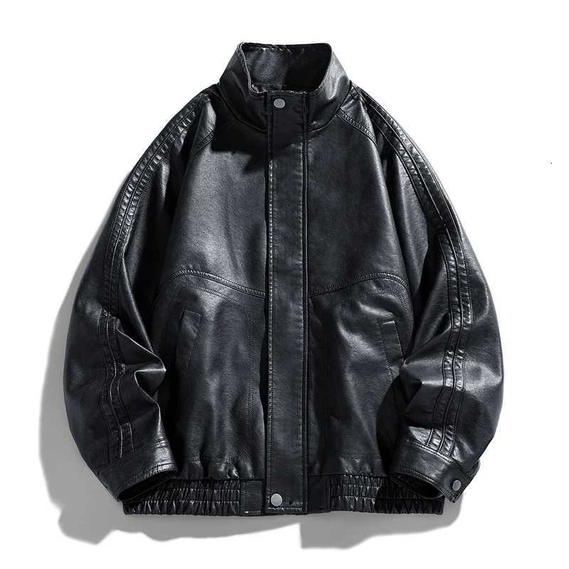 Men Fashion Retro Lapel Windproof Coat New Simplicity Loose Solid Leather Jacket Autumn Winter Casual Comfort Versatile Tops MenT251029