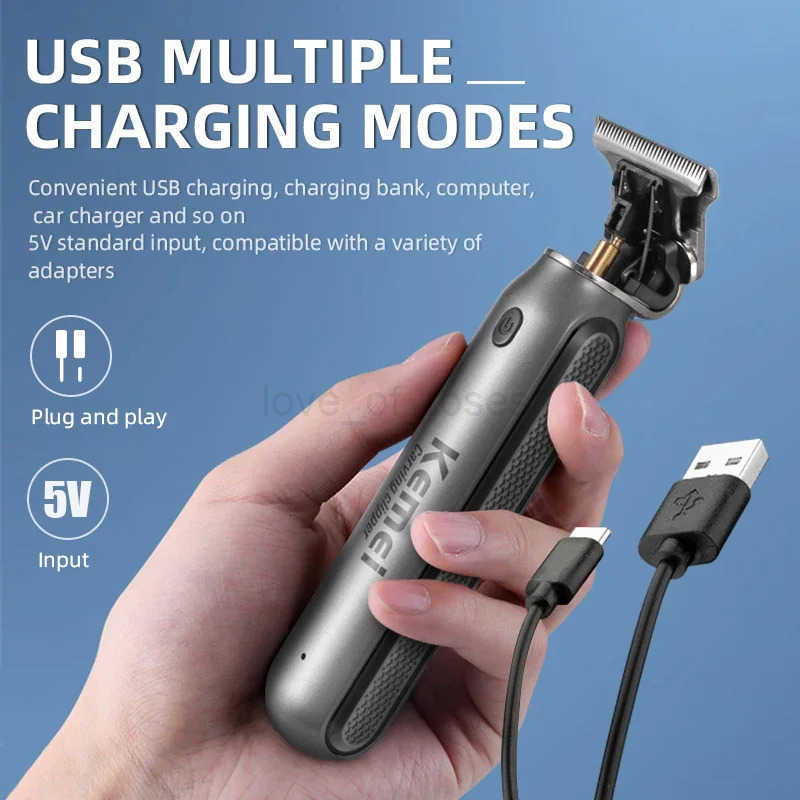 Kemei Mini Hair Clippers Mens Beard Trimmer Zero Gapped TBlade Hair Cutting Machine Cordless Professional Clippers KM1757 Z251029
