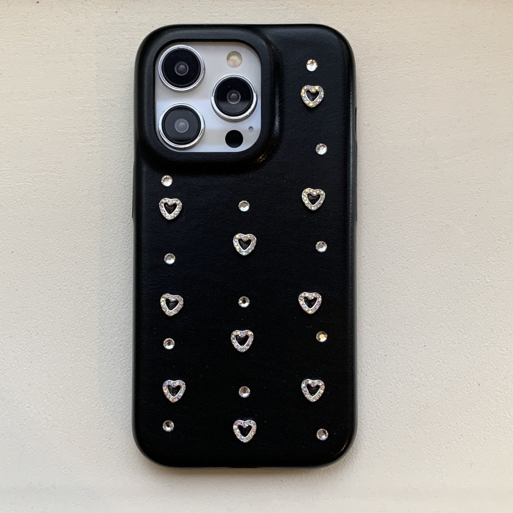 Pearl Heart Bowknot Phone Case Compatible with iPhone 17/16/15 Pro Simple Solid Color 14/13 Cartoon