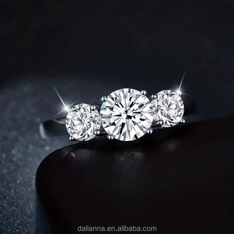Cheap Brilliant Cut 925 Silver Ring 18k Gold Plated Jewelry Moissanite Circular2ct4ct Engagement Diamond Ring Fine Jewelry Rings
