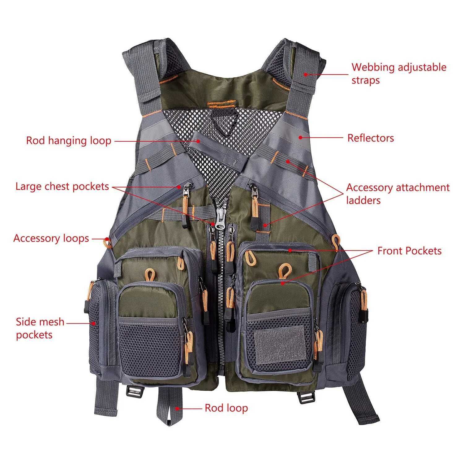 Breathable Fishing Vest Outdoor Sports Fly Swimming Adjustable Vest Fishing Tackle W251029