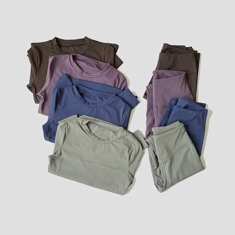 2PCS Yoga Set Women Long Sleeve Crop Top Workout Set Sportswear Gym Clothing Fitness High Waist Leggings Sports SuitsXJ251029