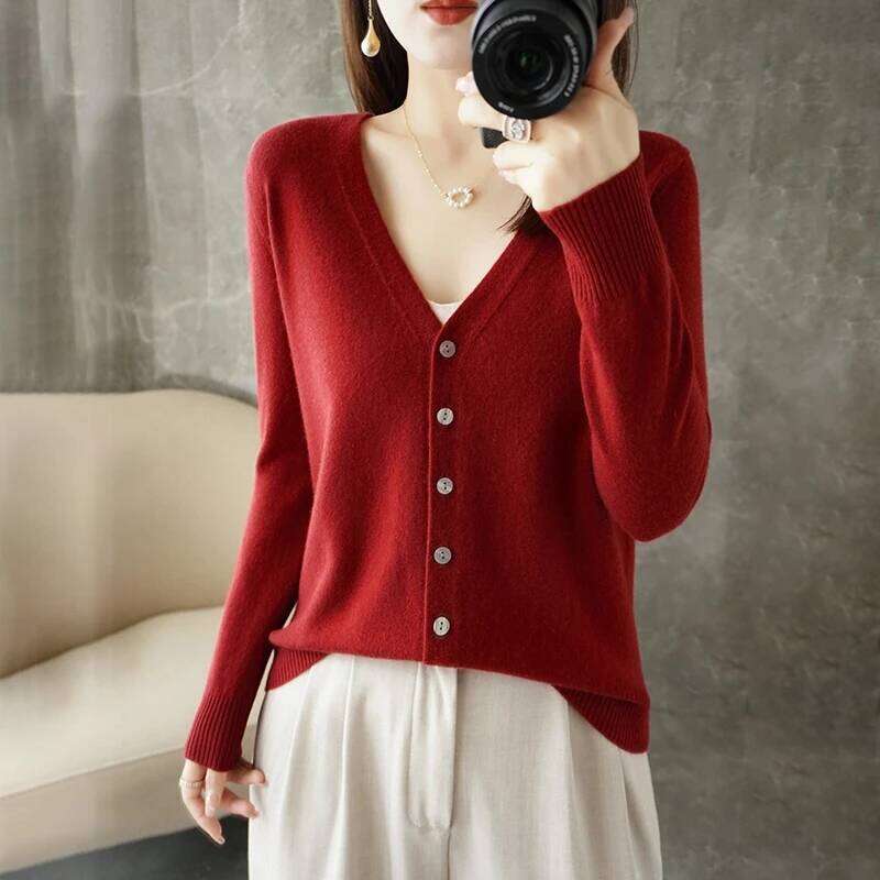 2025 New V-Neck Temperament Small Fragrant Wind Women Loose All Sweater Coat Special Offer Cardigan ZHI Women Sweater Designer Sweater Women
