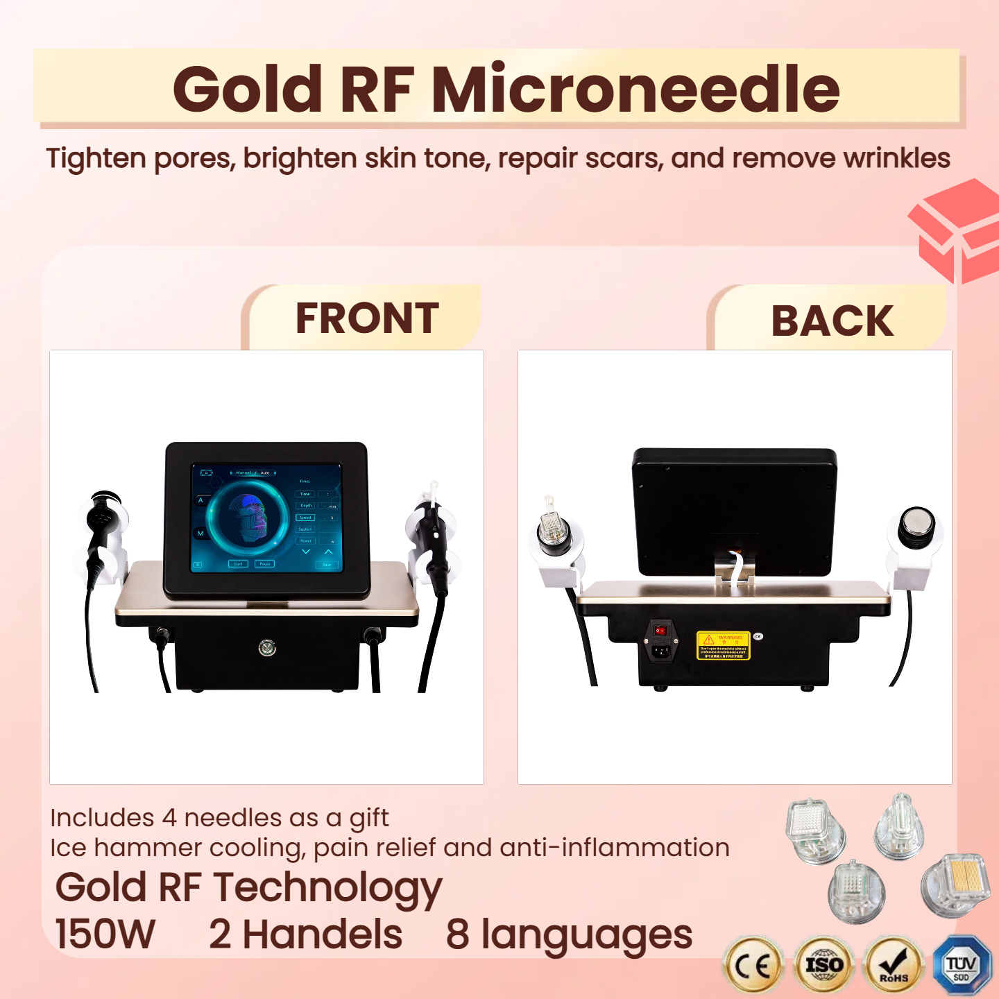 Hot Gold RF Microneedle Radio Frequency Wrinkle Removal Skin Tightening Machine Skin rejuvenation Wrinkle Removal Acne Mark Removal Scar Removal Shrin