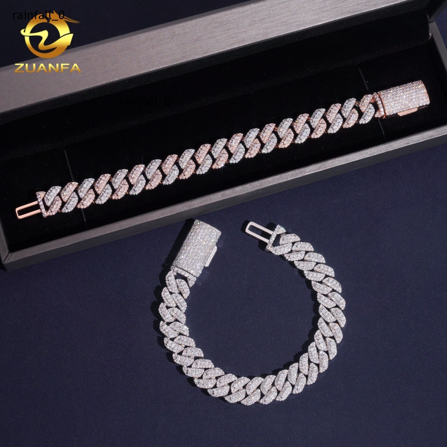 Hot Selling Rise Moissanite Design13mm 925 Sterling Silver Hip Hop Iced Out Pass Diamond Test Moissanite Cuban Link Bracelet