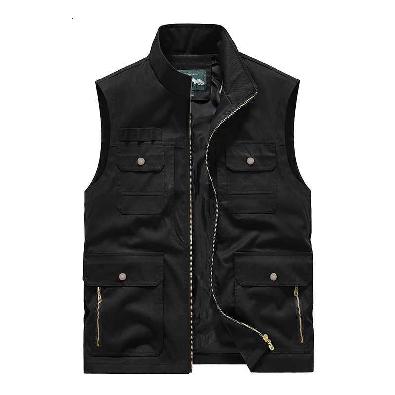 Mens Workwear Vest Autumn Outdoor Fishing Vests Multi Pocket Industrial Style Workwear Vest Loose and Simple Casual Trend Vest W251029