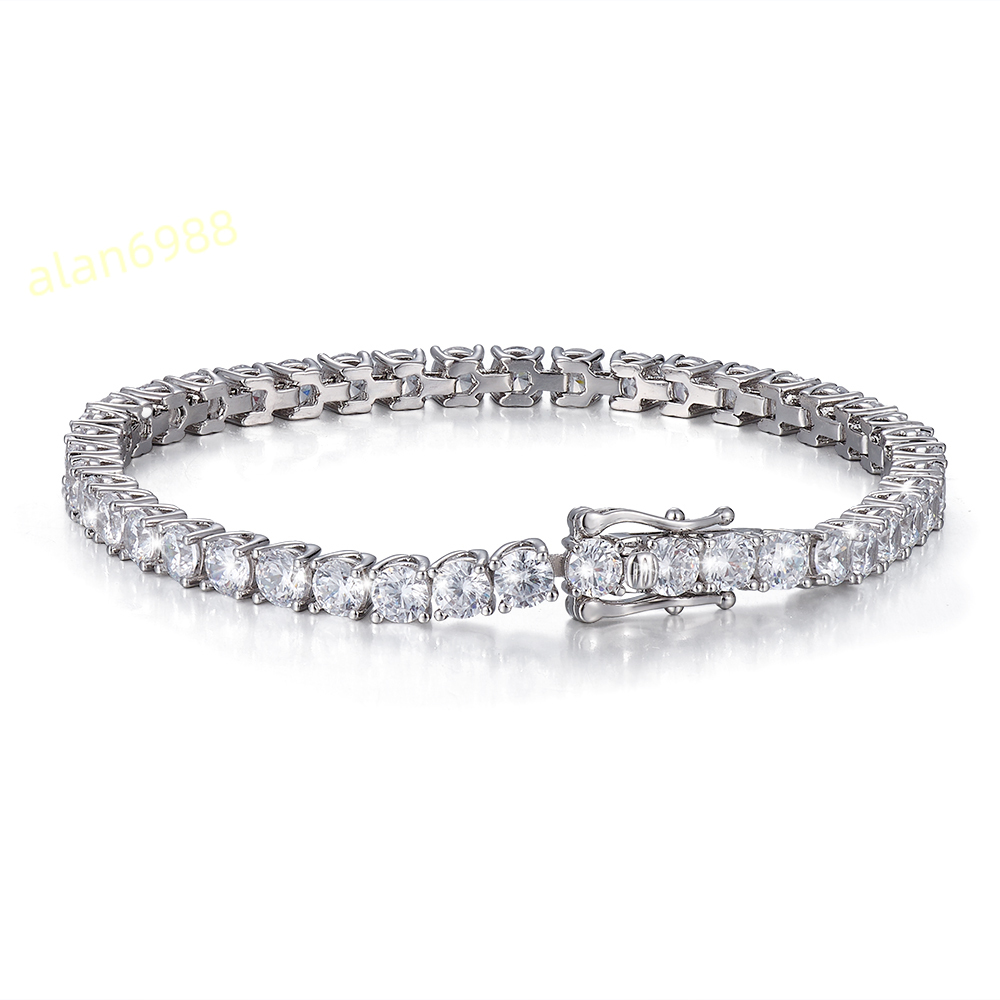 Anniversaries Girls Gift 925 Silver Moissanite Tennis Chain Elegant 18K Gold Plated Tennis Bracelet for Women Jewelry