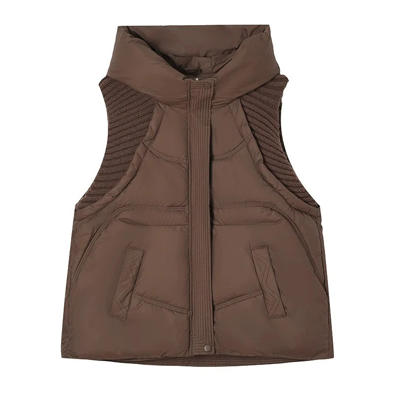 Winter Down Cotton Vest Jacket Women Sleevele Hooded Parkas Warm Coat Female Waistcoat Overcoat Ladies Tops 251027