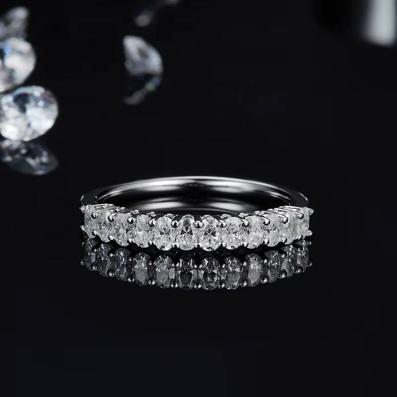 Fine Jewelry Moissanite Ring Price 925 Sterling Silver With White Gold Plated Oval Cut Moissanite Diamond Ring for Wedding