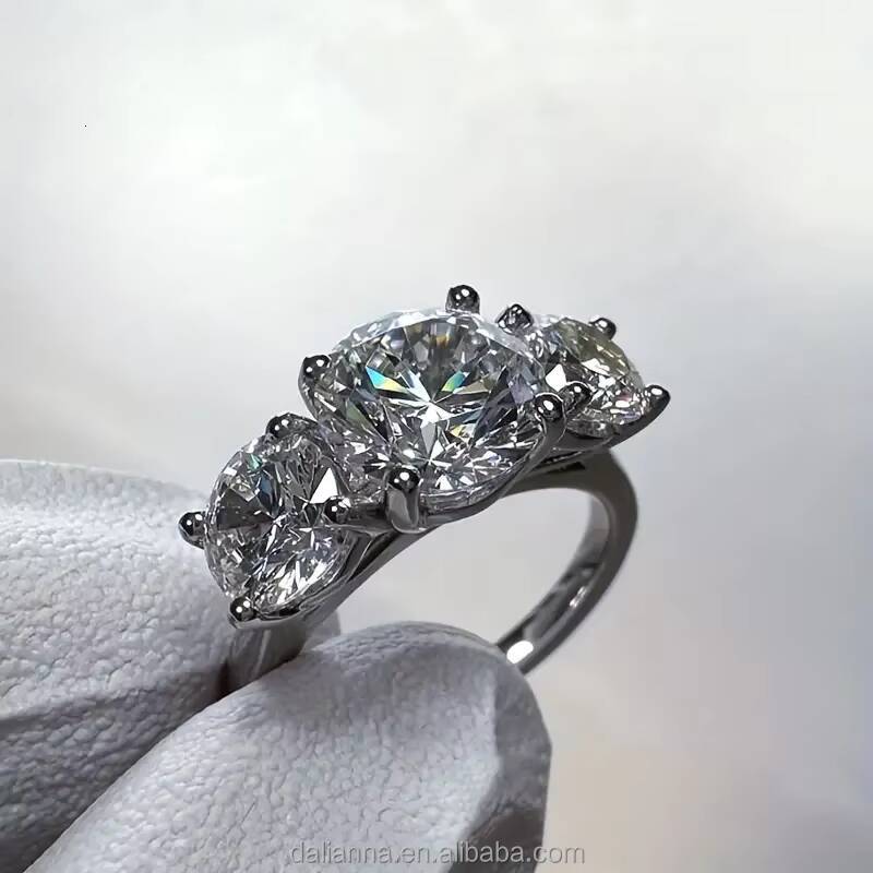 Cheap Brilliant Cut 925 Silver Ring 18k Gold Plated Jewelry Moissanite Circular2ct4ct Engagement Diamond Ring Fine Jewelry Rings