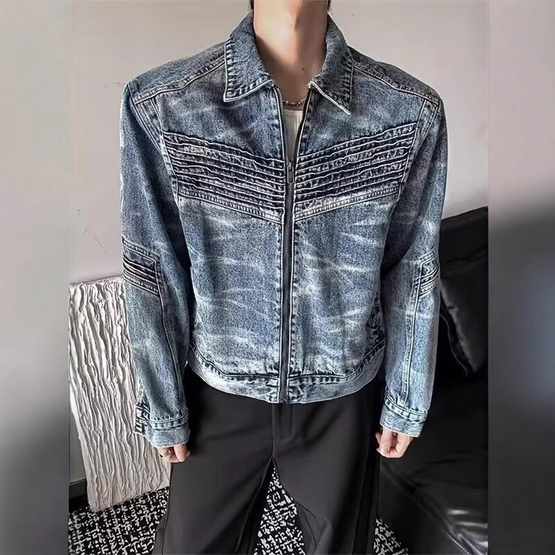Short Deconstructed Jacket Men's Trendy Brand Designer Jacket High-end Cool Spring And Autumn American Design Heavy-duty Denim Jacket