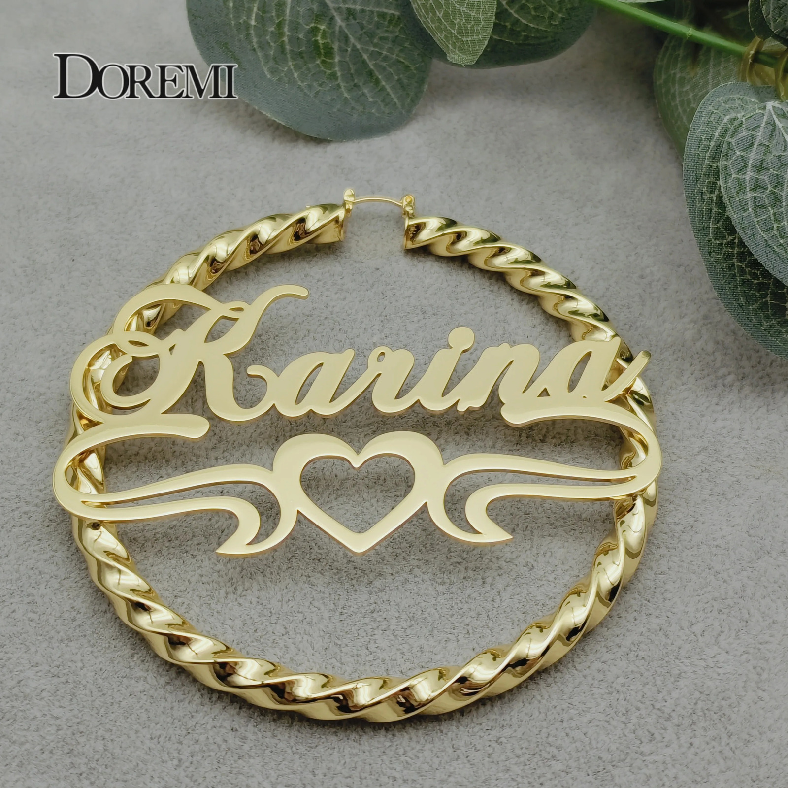 DOREMI 30507090MM Custom Name Earring Big Hoops Cat Character Stainless Hip Hop Style Earrings for Women Gift 251013