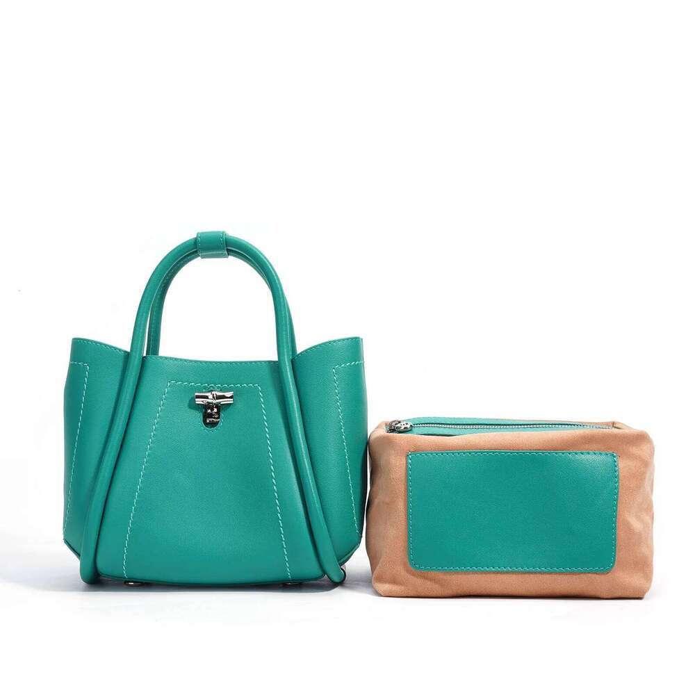 Genuine Leather Bucket New First Layer Cowhide Ing Simple Single-Shoulder Crossbody Bag Fashion Ladies Handbang 251029
