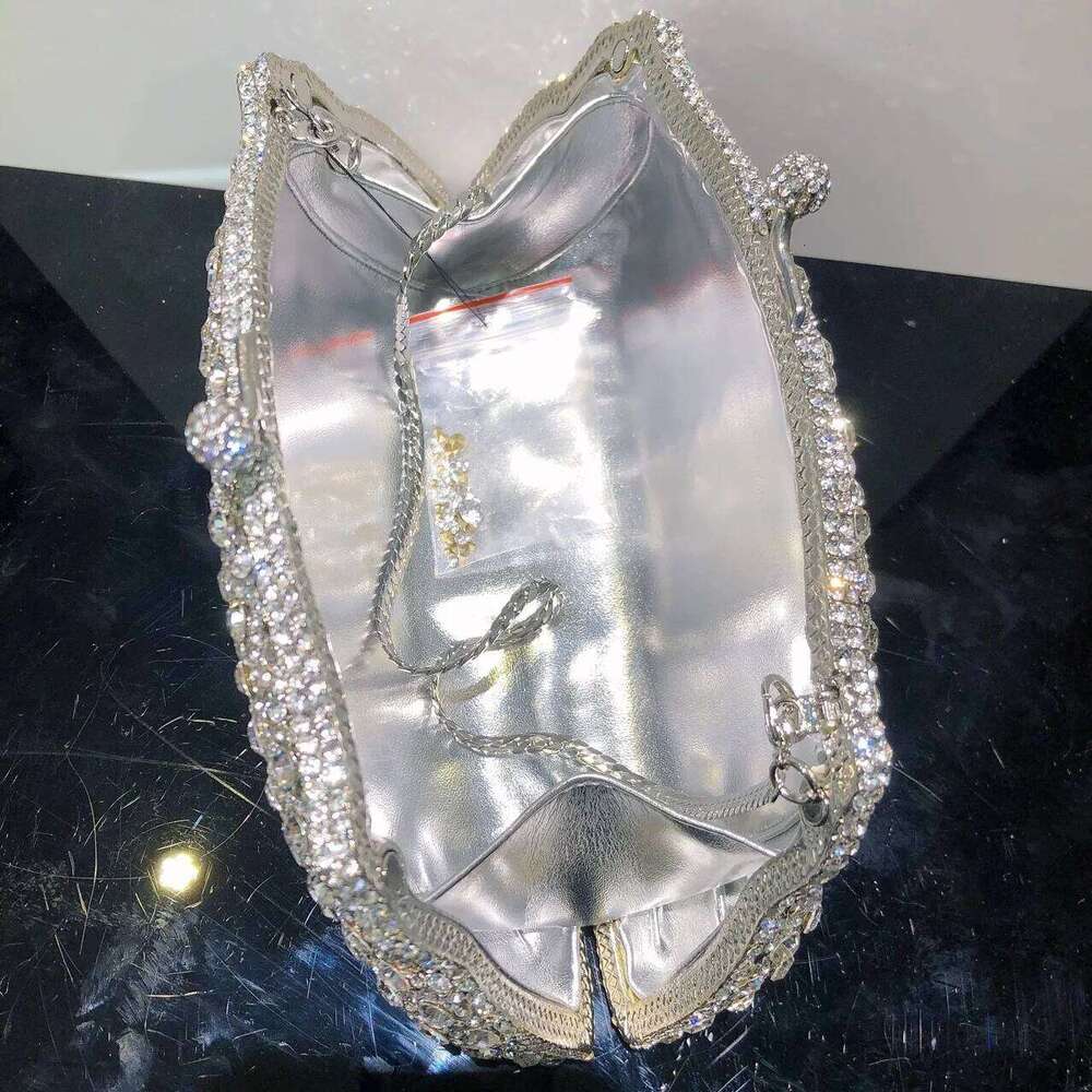 Women Elegant Sier Formal Rhinestone Clutch Purse Banquet Party Wedding Crystal Evening Bag Dia Bridal Handbag