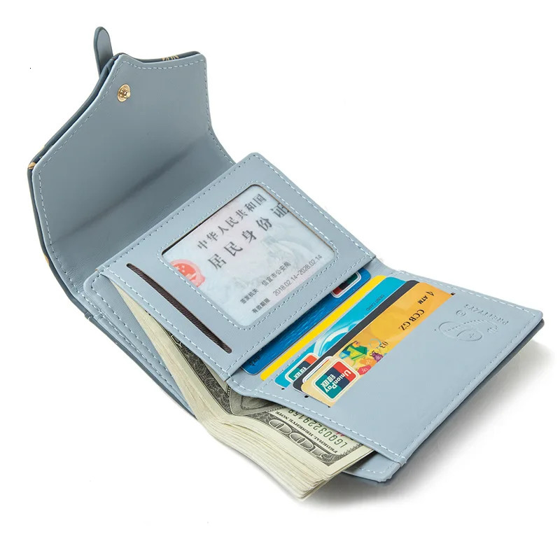 Womens Flower Print Wallet TriFold Clutch Purse with Coin Pocket Card Slots Simple Printed Clasp Closure 251029